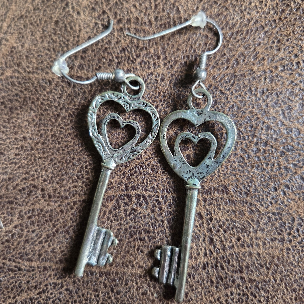 Heart Key Earrings